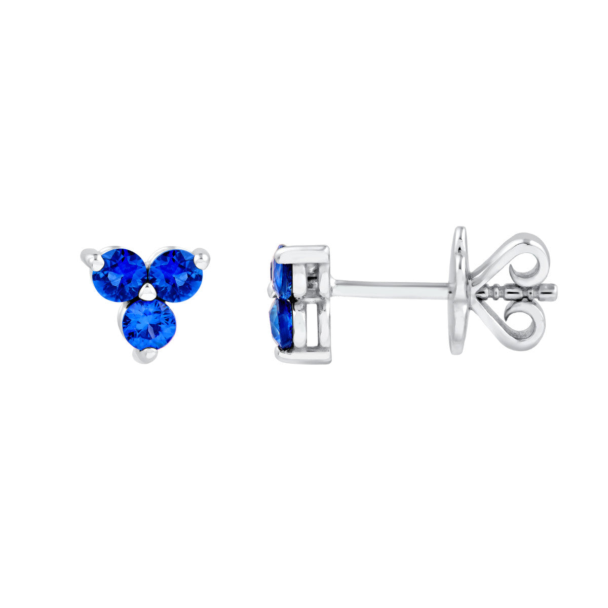2.9mm Blue Natural Sapphire Trio Stud Earrings