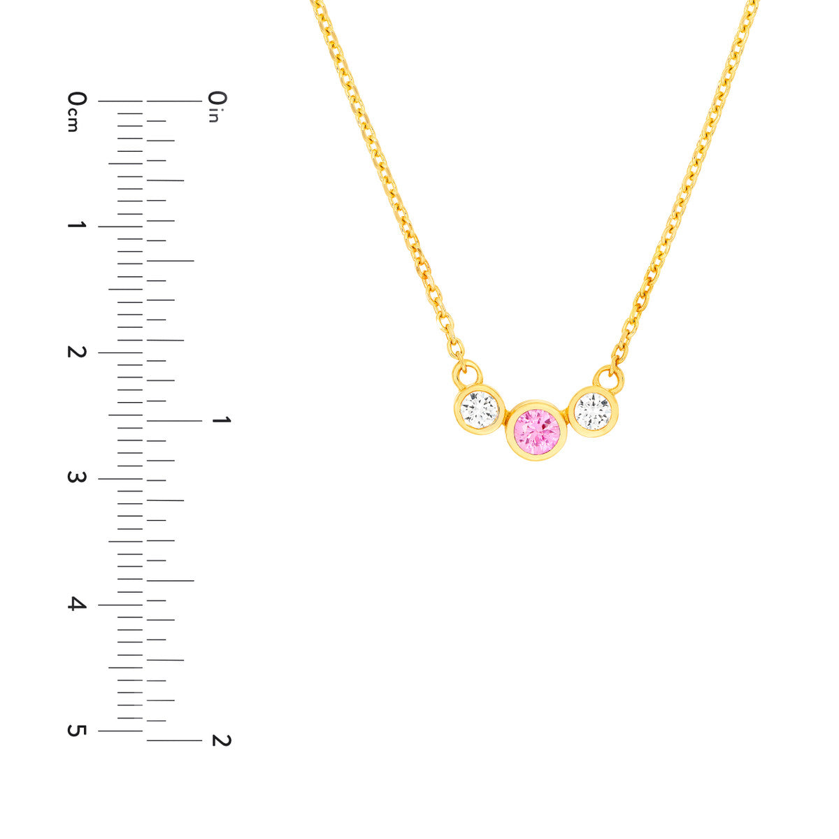 3.5mm Pink Sapphire & 1/5tcw Natural Diamond Bezel Necklace