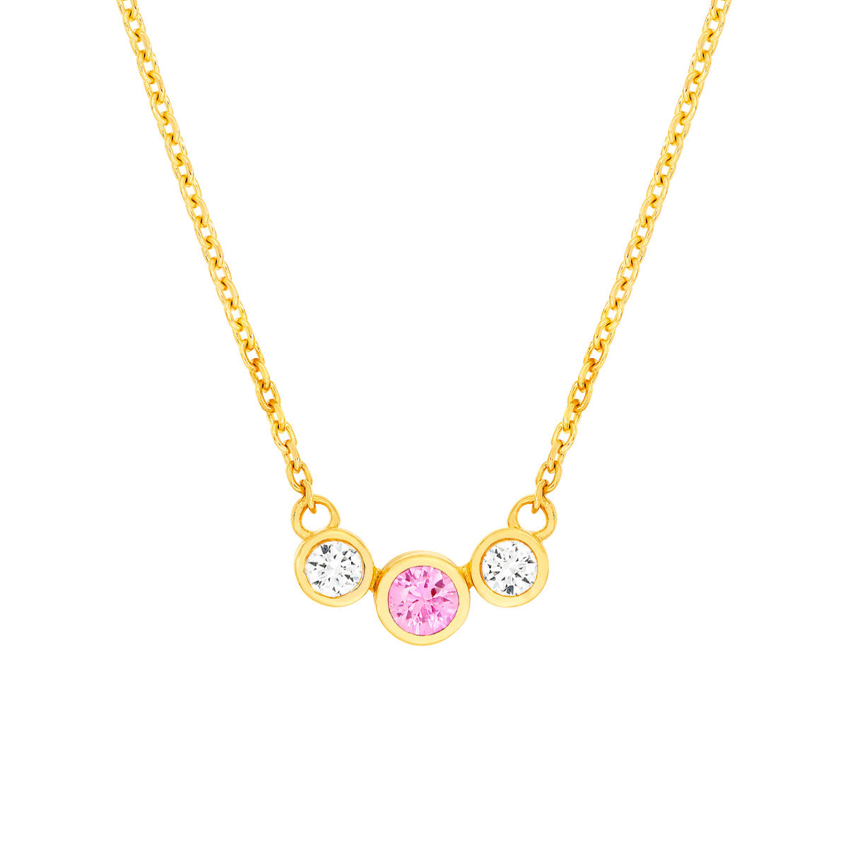 3.5mm Pink Sapphire & 1/5tcw Natural Diamond Bezel Necklace