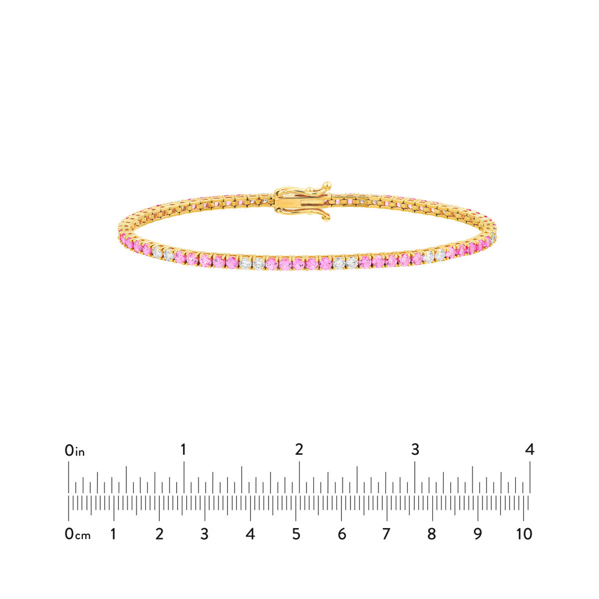 14K Gold, Pink Sapphire / Lab Grown Diamond Tennis Bracelet