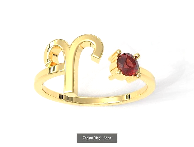 14K Gold Zodiac SIgn RIngs with Birthstones