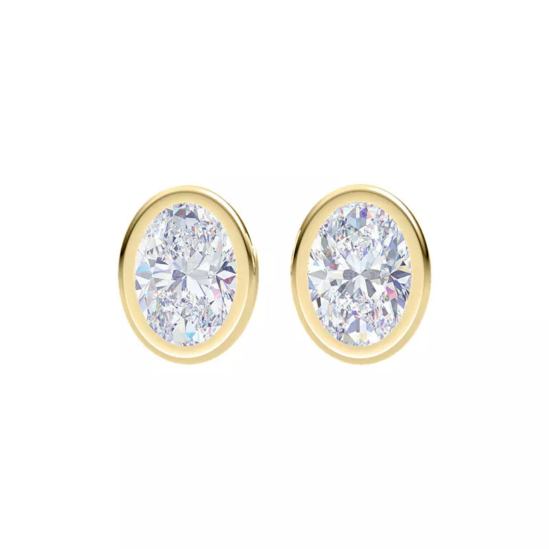 2cts Lab Grown Oval Bezel Earrings