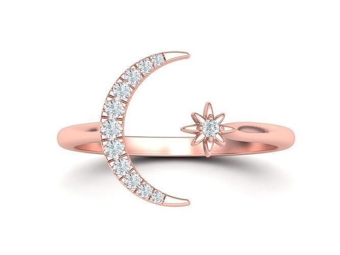 Crystal Moon Diamond Ring