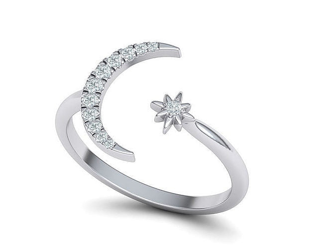 Crystal Moon Diamond Ring