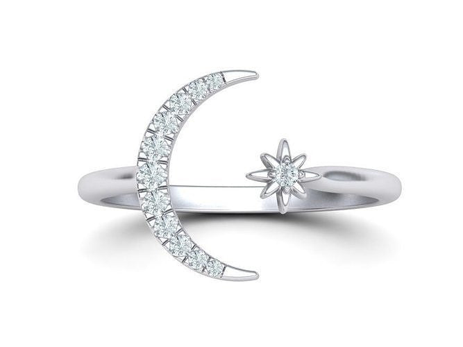 Crystal Moon Diamond Ring