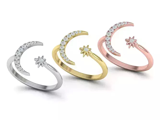 Crystal Moon Diamond Ring