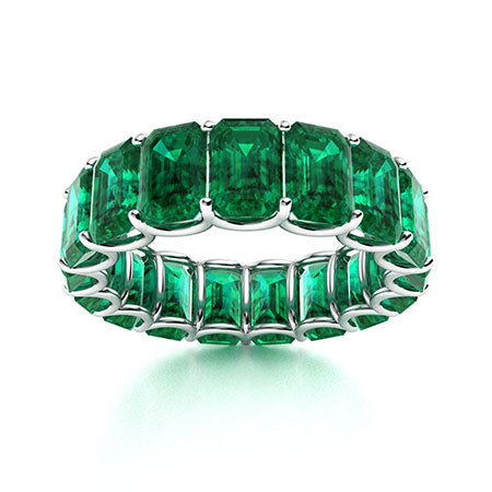 8 Carats Emerald-cut LAB GROWN Emerald Eternity Band