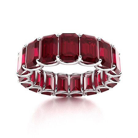 12 Carats Emerald-cut LAB GROWN Ruby Eternity Band