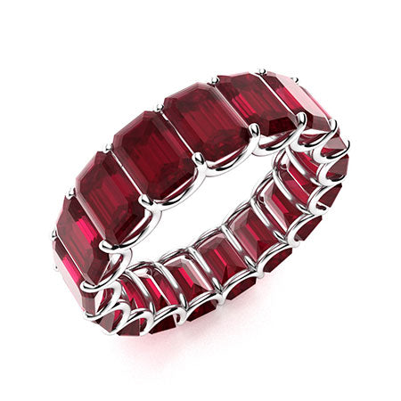 12 Carats Emerald-cut LAB GROWN Ruby Eternity Band