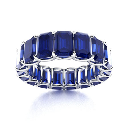 12 Carats Emerald-cut LAB GROWN Sapphire Eternity Band