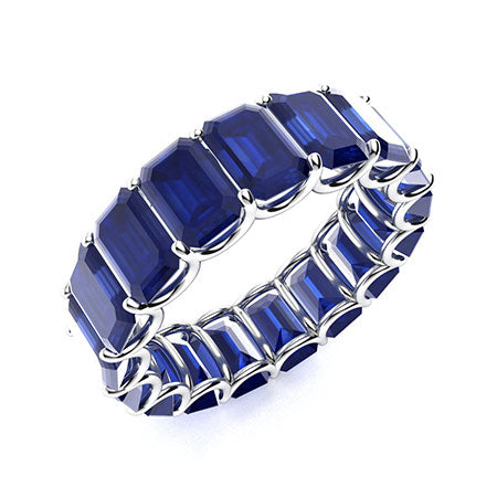 12 Carats Emerald-cut LAB GROWN Sapphire Eternity Band