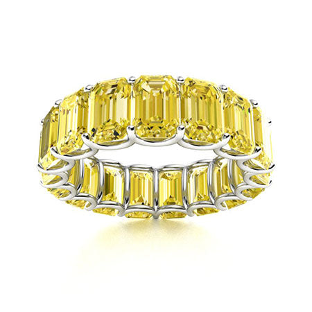 7.5 Carats Emerald-cut Natural Yellow Sapphire Eternity Band