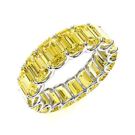 7.5 Carats Emerald-cut Natural Yellow Sapphire Eternity Band
