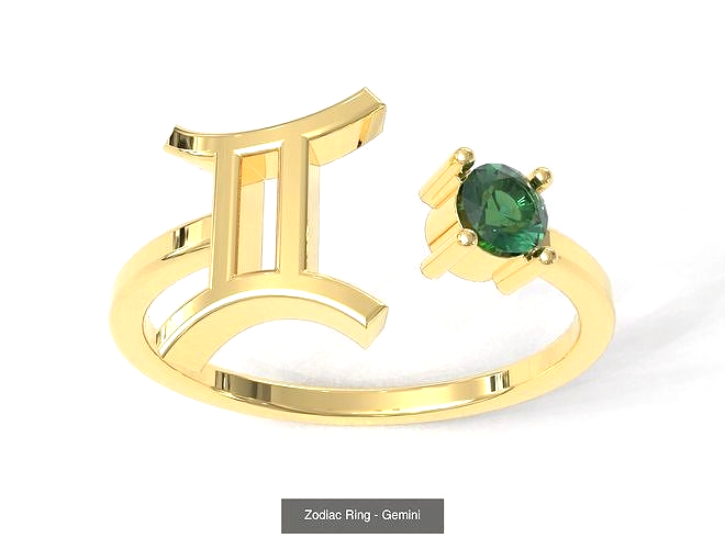 14K Gold Zodiac SIgn RIngs with Birthstones