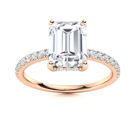 1 to 5 carat Emerald Cut ,Under Halo Lab Grown Engagement Ring