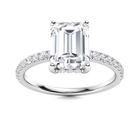 1 to 5 carat Emerald Cut ,Under Halo Lab Grown Engagement Ring