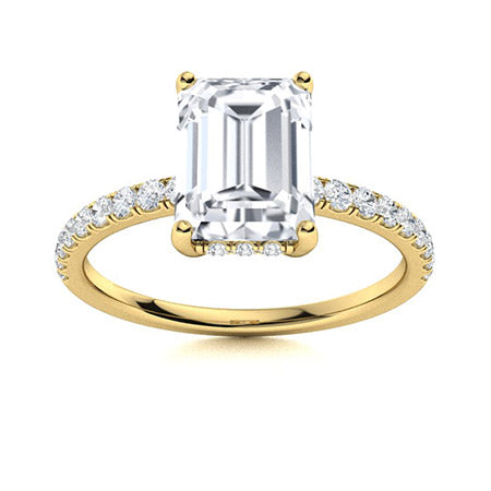 1 to 5 carat Emerald Cut ,Under Halo Lab Grown Engagement Ring