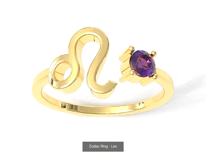 14K Gold Zodiac SIgn RIngs with Birthstones