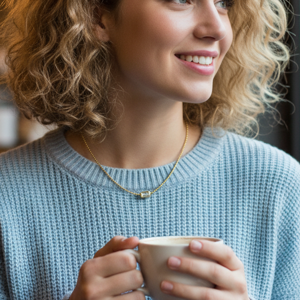 "Beedz n Bezel" Emerald Cut Lab Grown Necklace