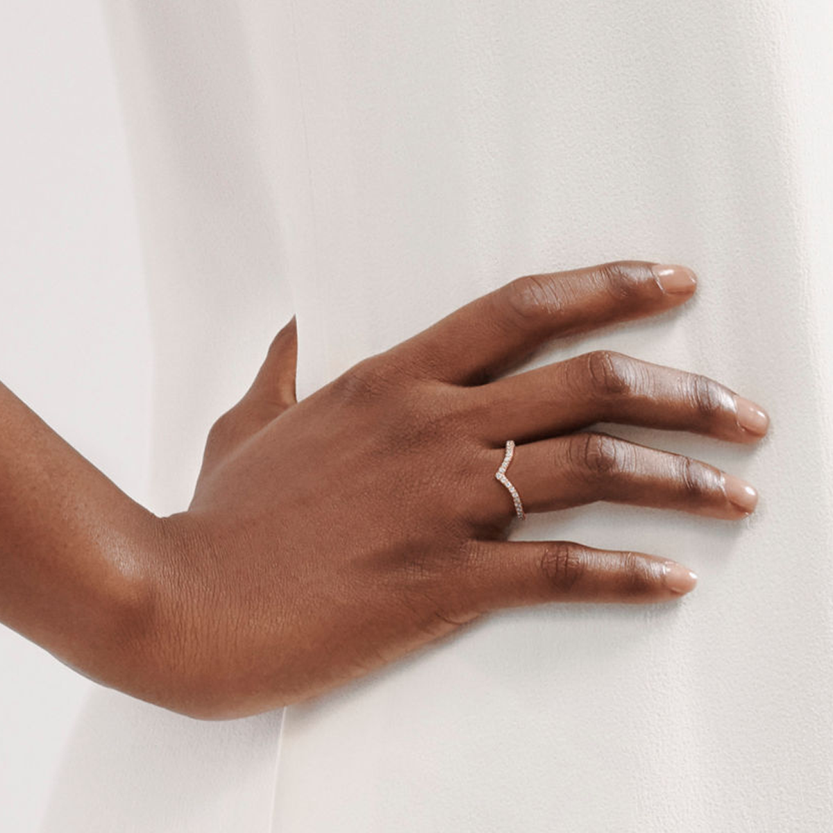 V shaped,14K Gold,Lab Grown Diamond Band