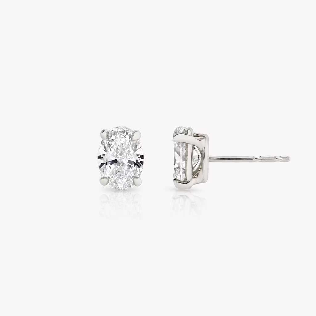 2 Carat Total Oval Lab-Grown Diamond Stud Earrings