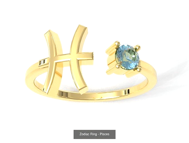 14K Gold Zodiac SIgn RIngs with Birthstones