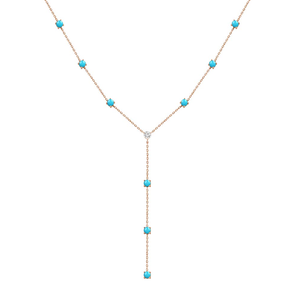 18K Gold,Natural Diamond,Turqoise Necklace