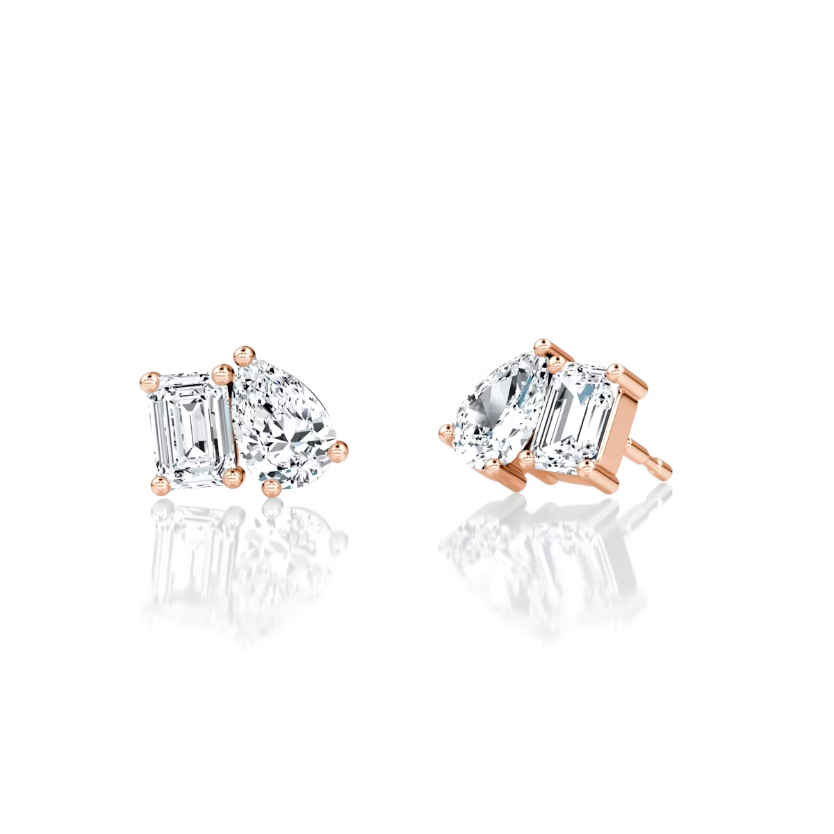 1 to 4 carats 2 Stone Perfect Match Earrings
