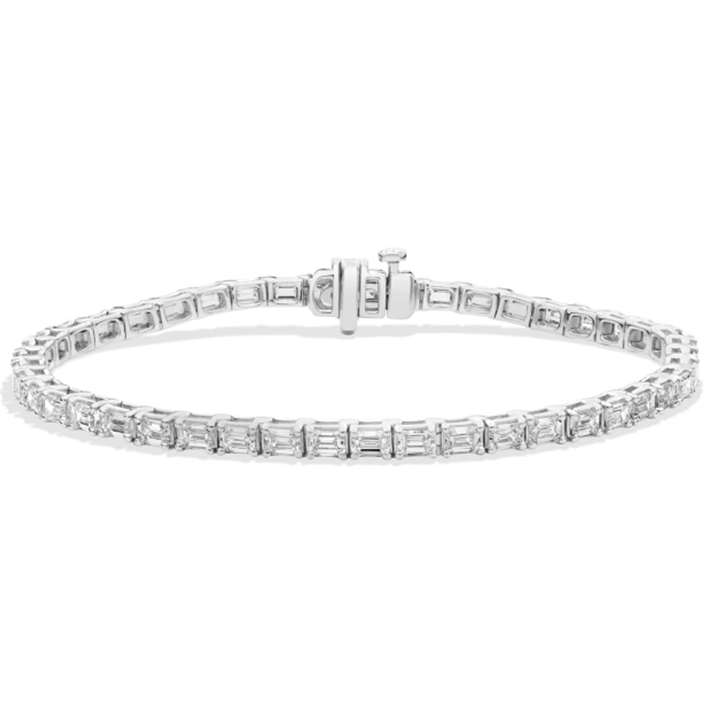 East West Emerald Cut Lab Grown Tennis Bracelet