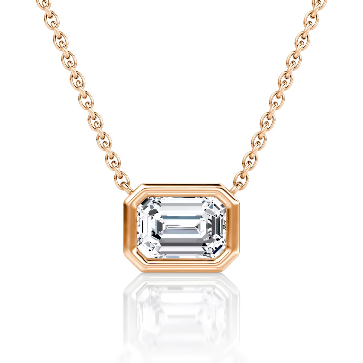 Emerald Cut Bezel Necklace