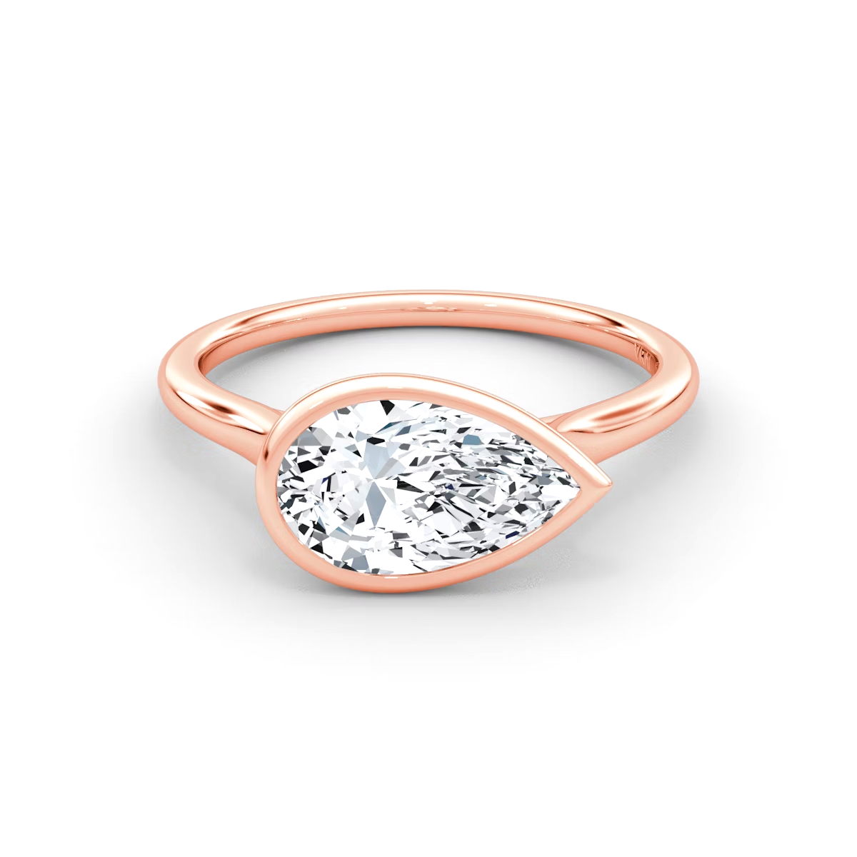 2.5 Carats Pear Shape Bezel Diamond Ring