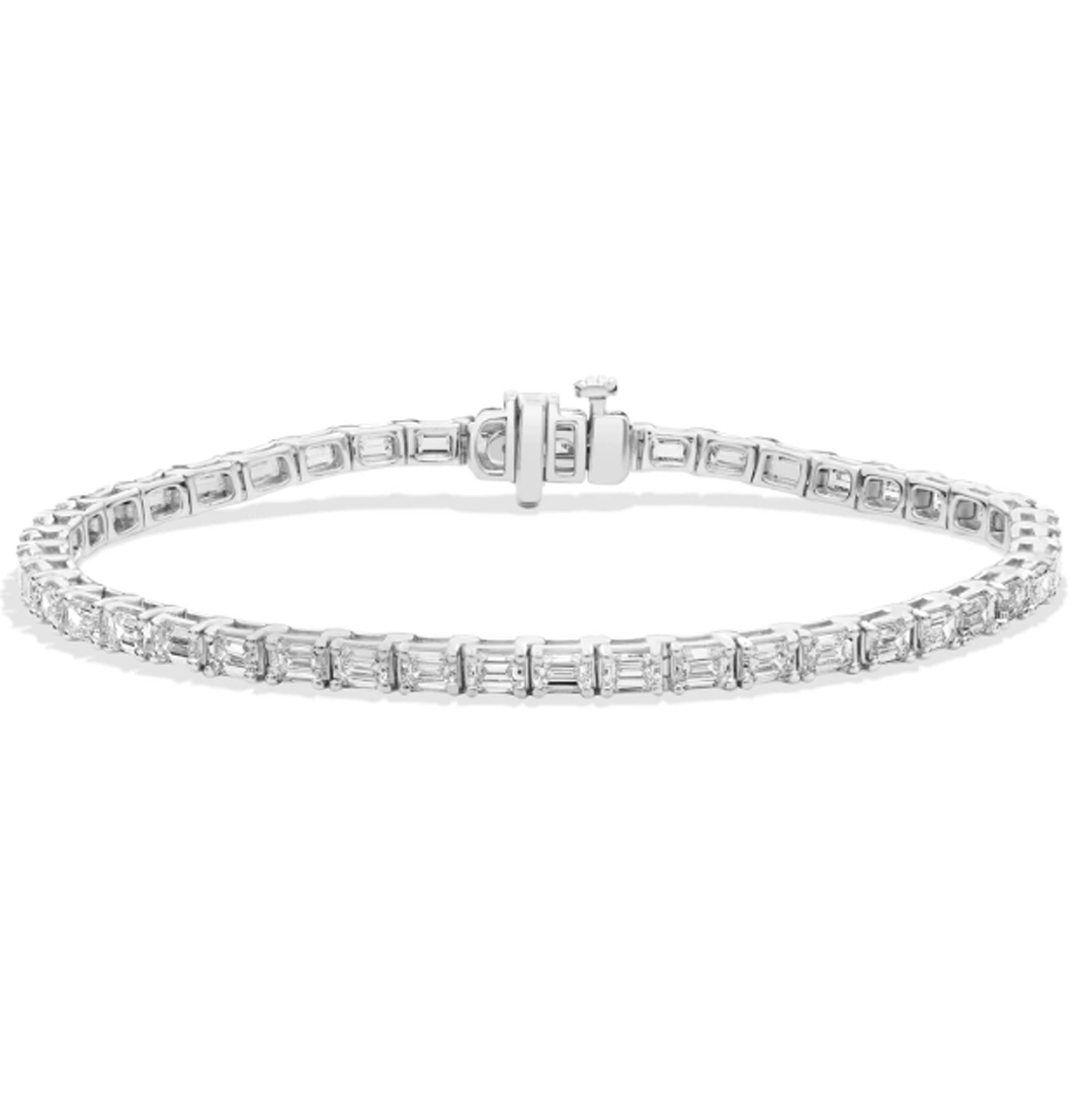East West Emerald Cut Lab Grown Tennis Bracelet