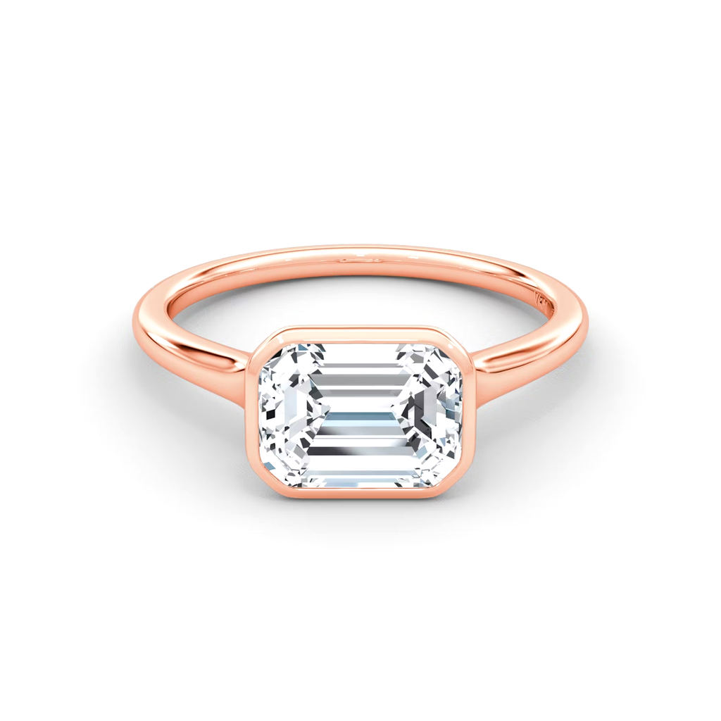 3 Carats Emerald Cut Bezel Diamond Ring