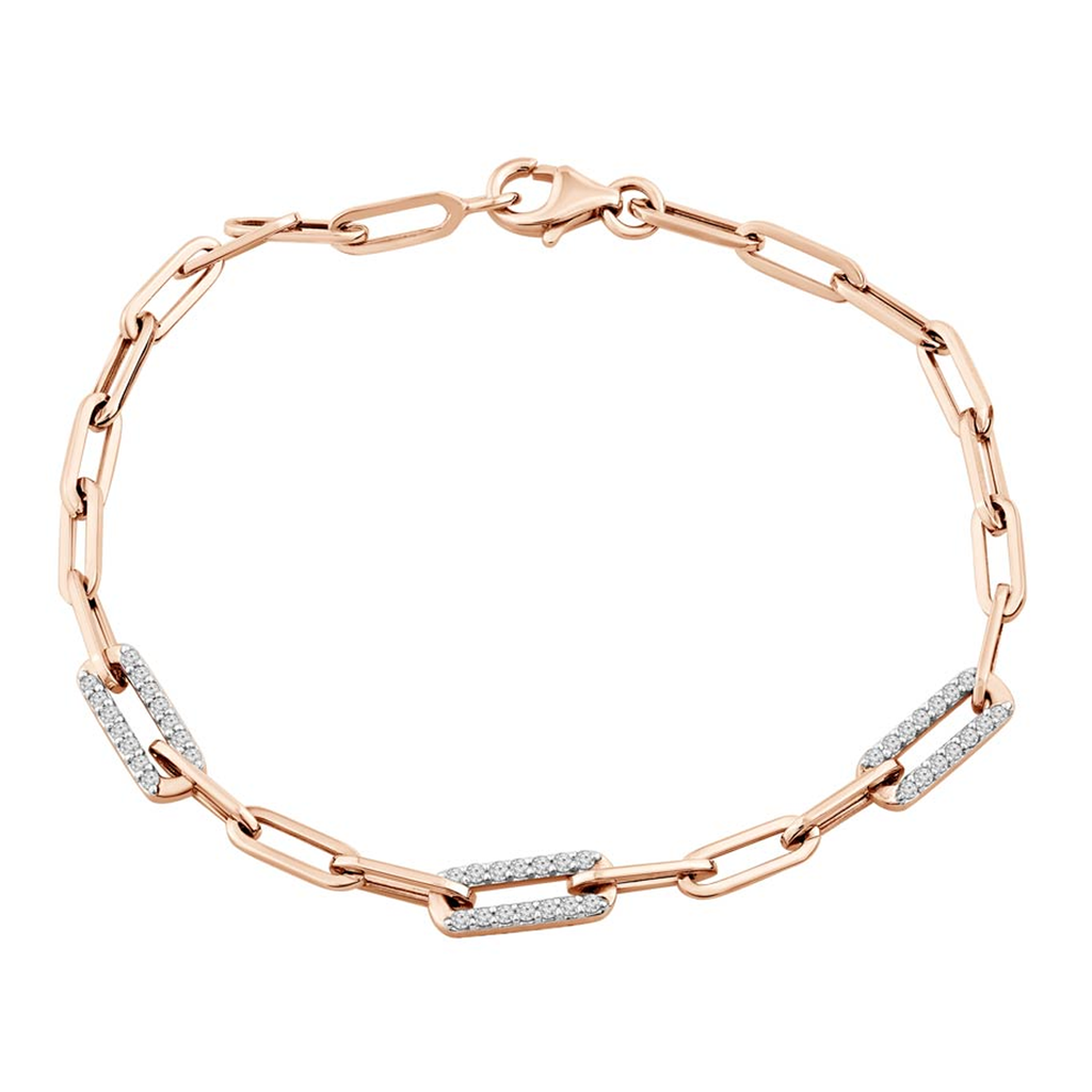 18K Paper Clip Natural Diamond Bracelet