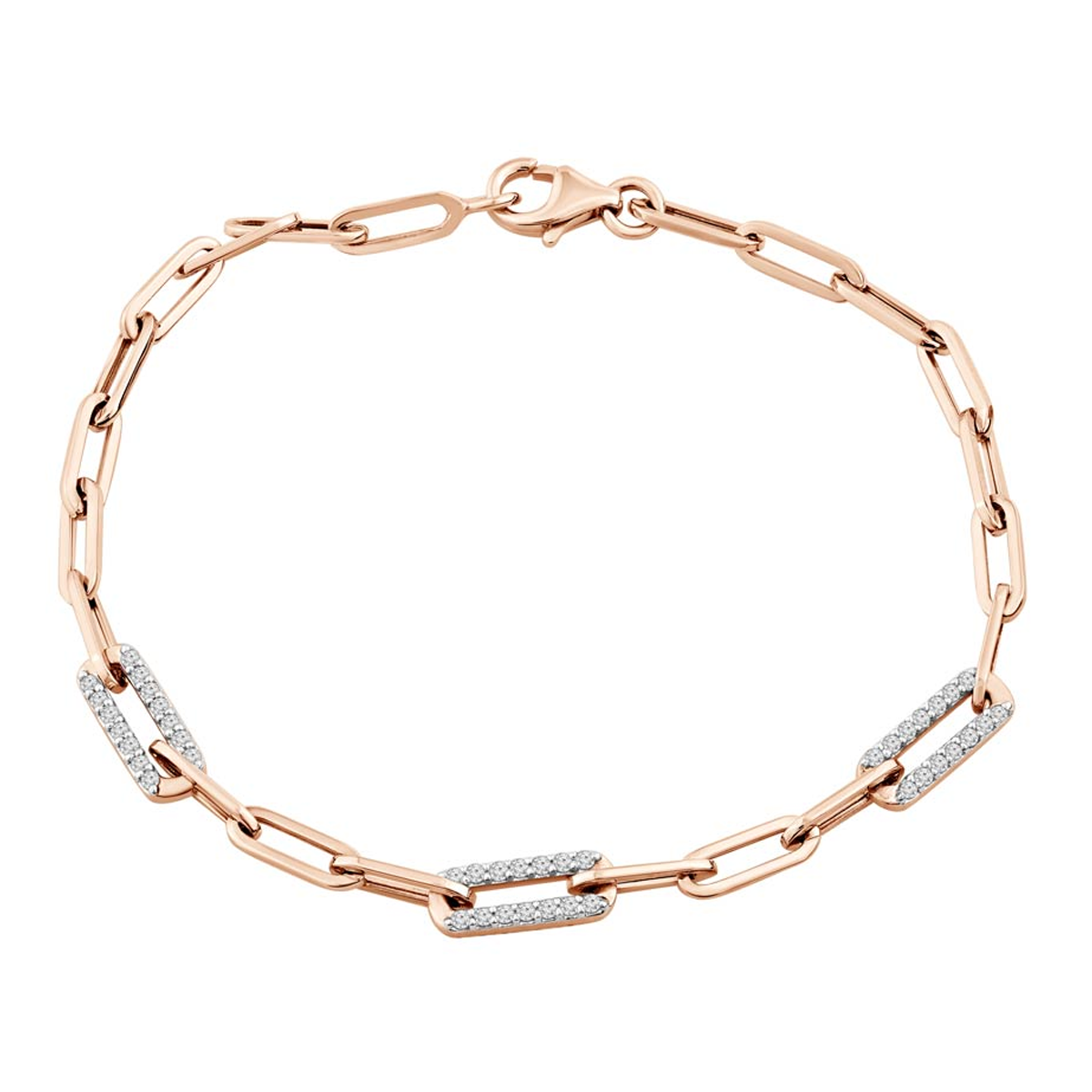 18K Paper Clip Natural Diamond Bracelet