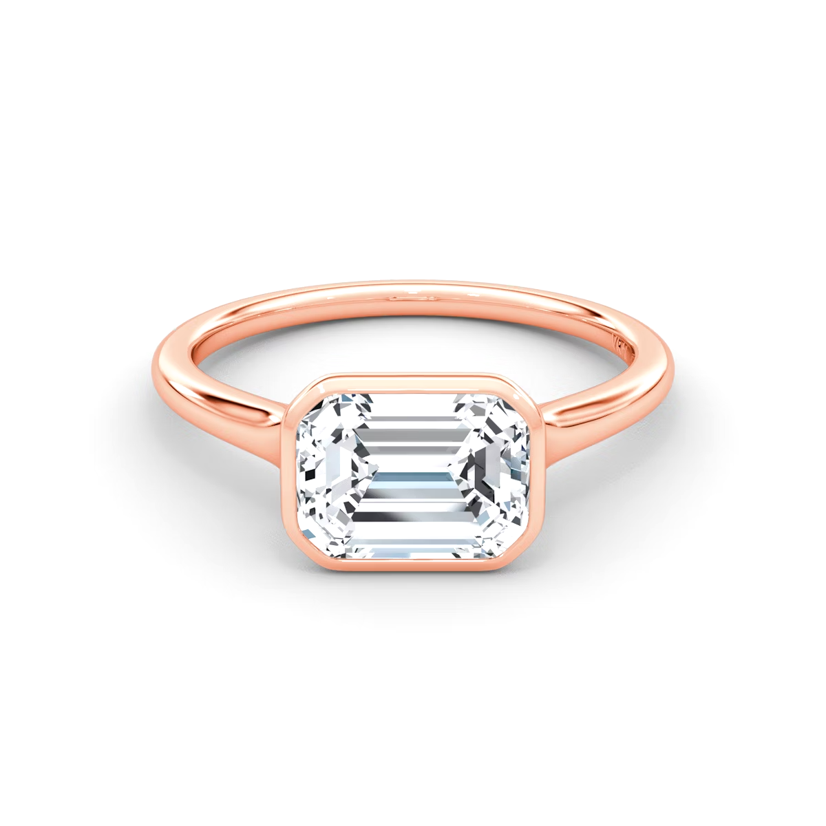 3 Carats Emerald Cut Bezel Diamond Ring