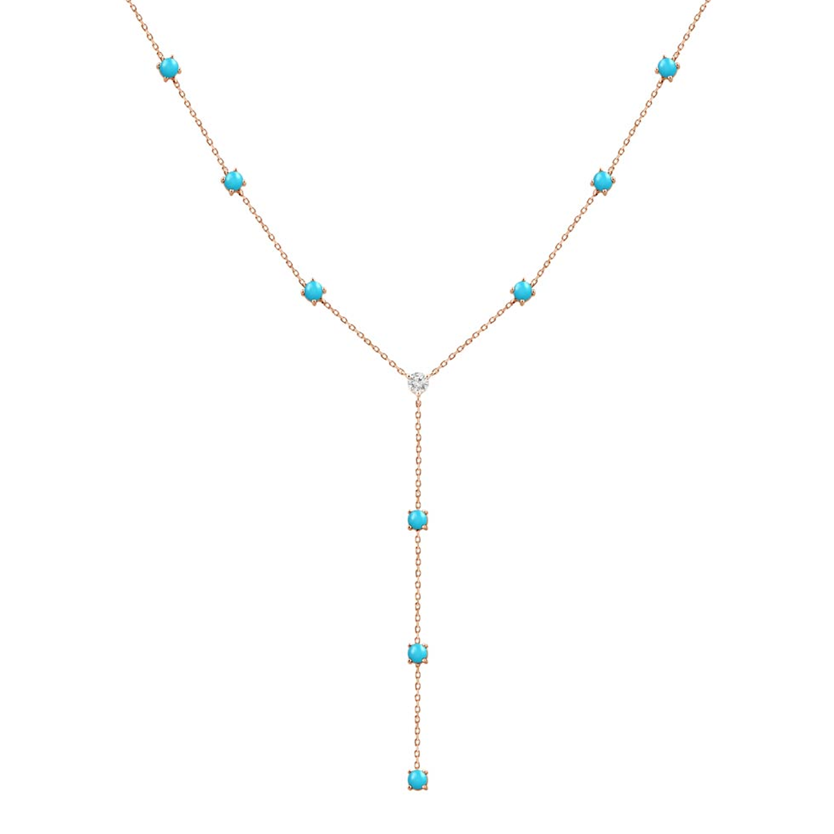 18K Gold,Natural Diamond,Turqoise Necklace