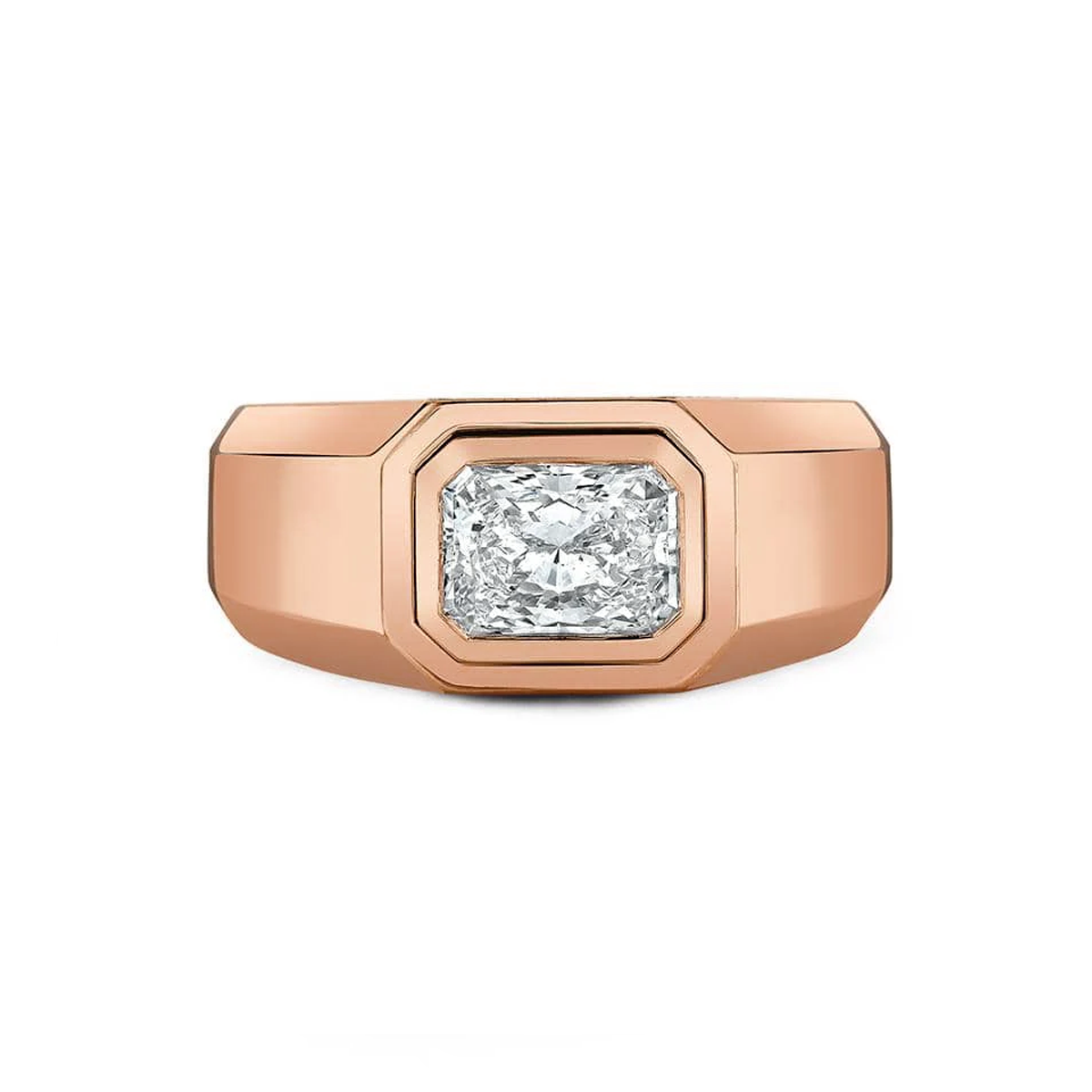 14K Radiant Cut Men's Diamond RIng