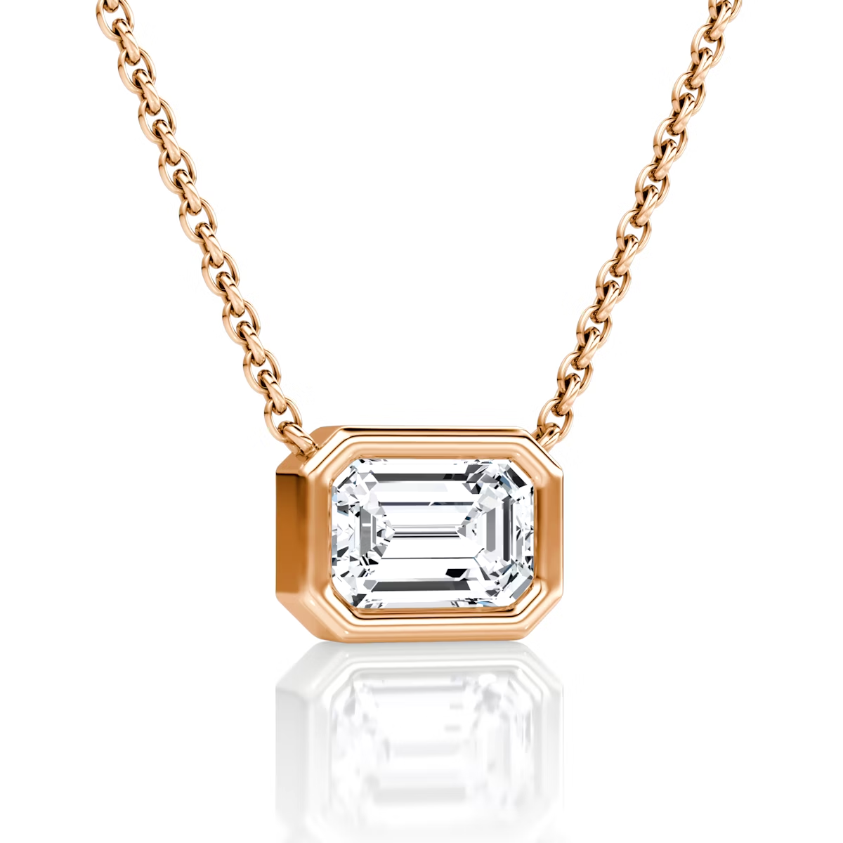 Emerald Cut Bezel Necklace