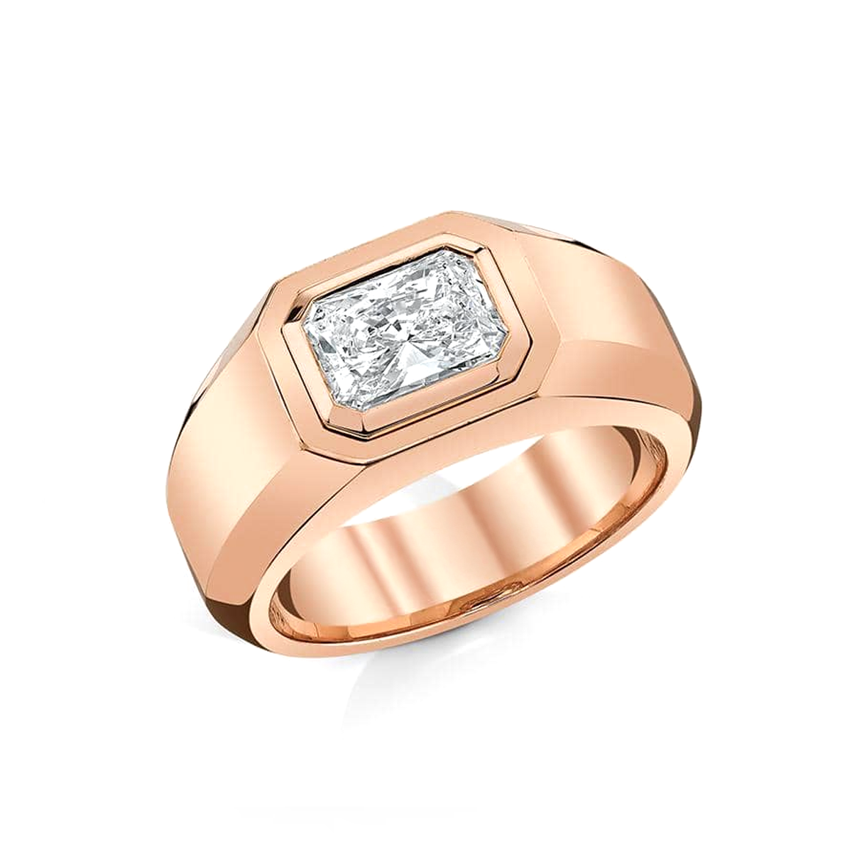 14K Radiant Cut Men's Diamond RIng