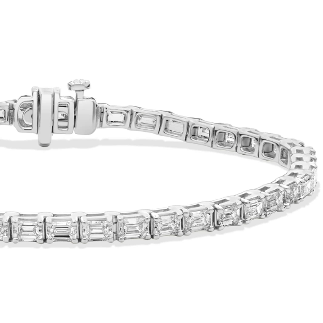 East West Emerald Cut Lab Grown Tennis Bracelet