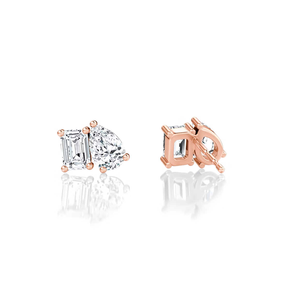 1 to 4 carats 2 Stone Perfect Match Earrings