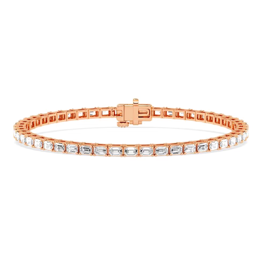 East West Emerald Cut Lab Grown Tennis Bracelet
