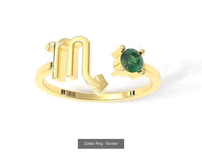 14K Gold Zodiac SIgn RIngs with Birthstones