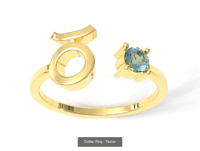 14K Gold Zodiac SIgn RIngs with Birthstones