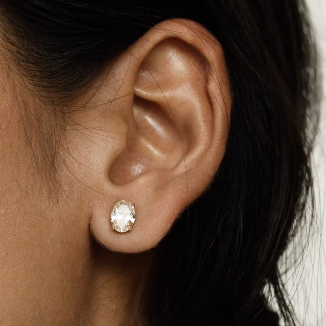 2 Carat Total Oval Lab-Grown Diamond Stud Earrings