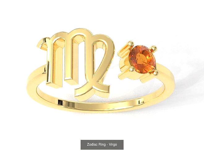 14K Gold Zodiac SIgn RIngs with Birthstones