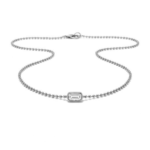 "Beedz n Bezel" Emerald Cut Lab Grown Necklace