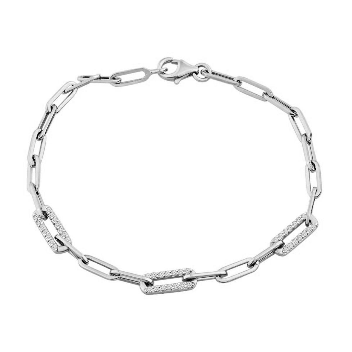 18K Paper Clip Natural Diamond Bracelet