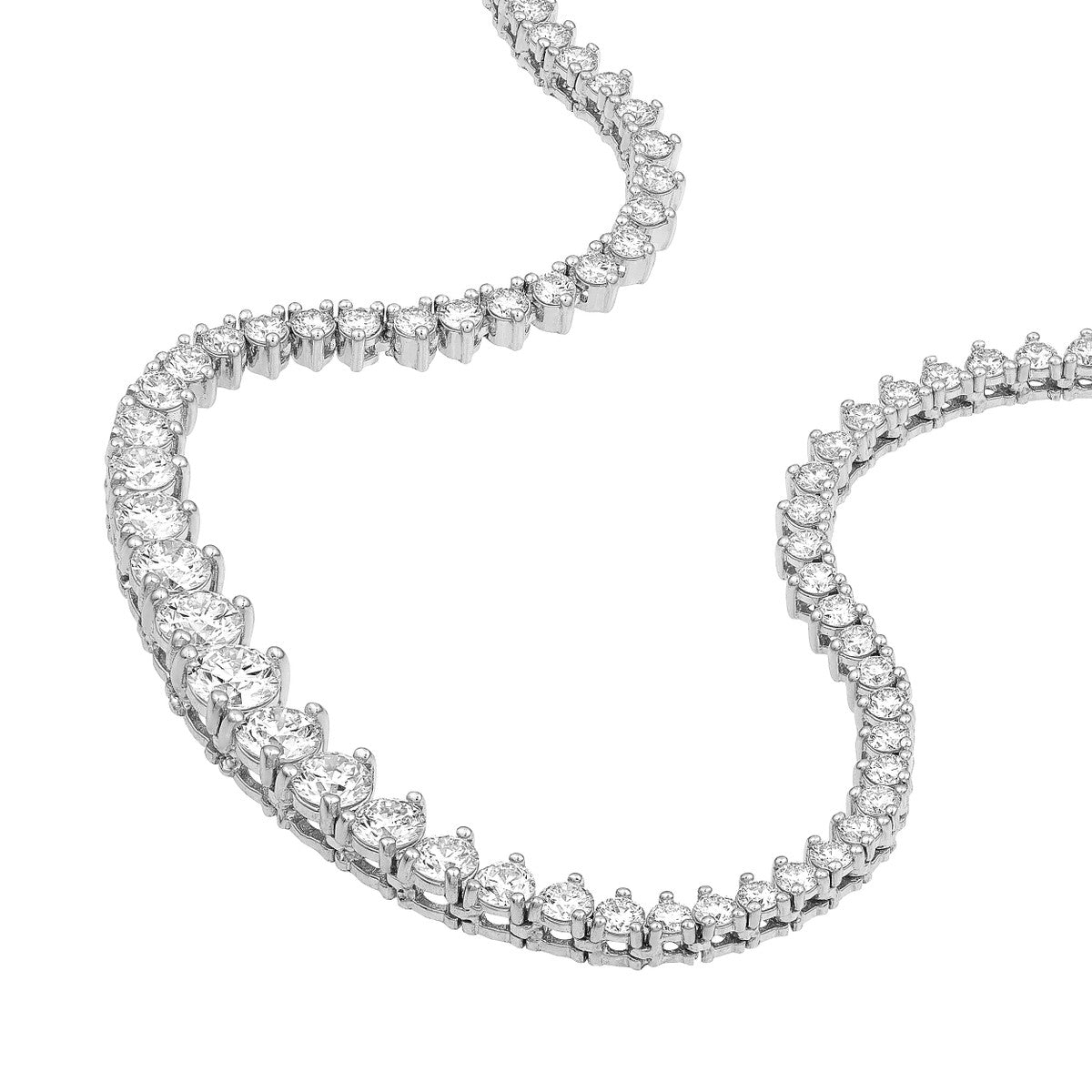 Natural Diamond Graduated Half Tennis Necklace (3-1/4tcw)
